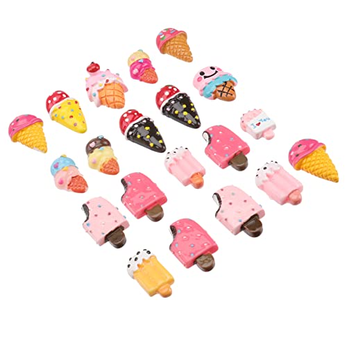 VILLCASE 20 Stück Eiscreme Dekorationen Eistüten Ornament Geburtstags Dessert Eiscreme Mini Heimdekoration Schöne Dekoration Eiscreme Dekorationen Kreative DIY Aufkleber Harz von VILLCASE