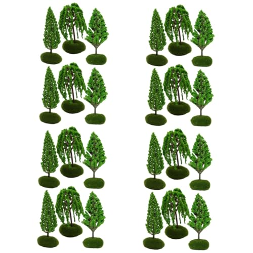 VILLCASE 24 STK Baummodell Modell Mini-straßenbäume Modell-Miniatur-straßenbäume Straßenbäume Modellieren Miniaturbäume Waldbahnlandschaft Statische Grasbüschel Ob11 Plastik Klein Diorama von VILLCASE