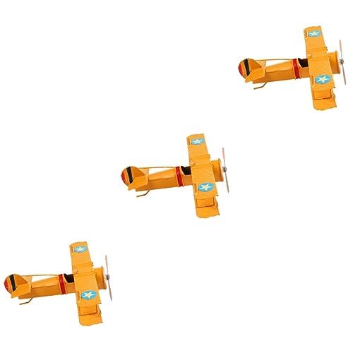 VILLCASE 3 Stck. Flugzeugmodell Flugzeugkunst Modellflugzeug Retro kreative Flugzeugdekoration für hühner kinderknallzeug kreative Flugzeugdekore Ebene Ornament Eisen Yellow von VILLCASE