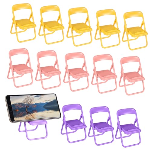 VILLCASE 30 Stück handyhalter Miniatur geformt Inhaber sitzen Handy Halterung Puppenhaus-Klappstühle Puppenstubenstühle Mini-Klappstuhl winzige Möbel Mini-Stühle zum Basteln Plastik von VILLCASE