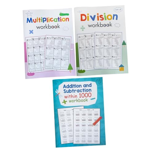 VILLCASE 3stücke Teiliges Übungsheft Für Multiplikation Und Division Mathematikarbeitsblätter Für Junge Mädchen Für Schule Zuhause Und Unterwegs Kinderfreundliche Gestaltung von VILLCASE