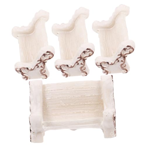 VILLCASE 4 Stück Miniaturisierte Parkstuhl Deko Teiliges Resin für Puppenhaus und Mikrolandschaft Kreative Bastelideen für Einzigartige Wohnatmosphäre von VILLCASE