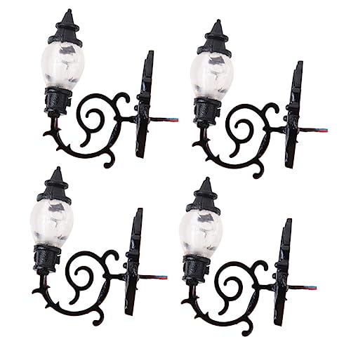 VILLCASE Miniatur-wandlampen 4er-Pack Für Sandtisch- Maßstab 1:87 Mini- -zubehör Warmes Gelbes Licht Schwarz von VILLCASE