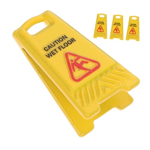 VILLCASE 4 Stück Teiliges Mini Warnschild Set Realistische Rutschige Boden Warnhinweise Kindgerechte Lernspielzeug Kompakte Miniatur für Puppenhaus Diorama Bastelprojekte Langlebiges von VILLCASE