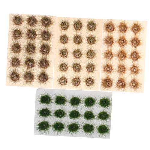 VILLCASE 4 Stücke Teiliges Miniatur Grasbüschel für Modellbau Statische Gras Tufts Vielfältige Farben Grün Wildgras Herbstgelb Herbstgrün für DIY Landschaftsbau Eisenbahn Dioramen von VILLCASE