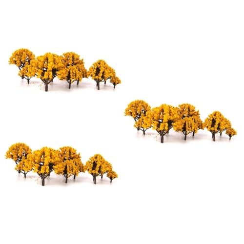 VILLCASE 60 STK Gelbe Modell Miniatur-ahornbaum Figuren Miniaturbasen Materialien Für Architekturmodelle Mikrobäume Puppenhauszubehör Mikrobaumlandschaft Sa60 Bahn Gefälschte Bäume von VILLCASE