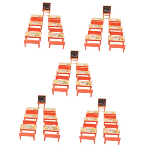 VILLCASE 65 STK Gelber Tisch Und Stühle Mini-kreidetafeln Tafelmodell-miniszene Mini-klassenzimmer-spielset Puppenhaus Tafel Lebensmitteldekor Schulpuppenhaus Plastik Das Schild Miniatur 3D von VILLCASE