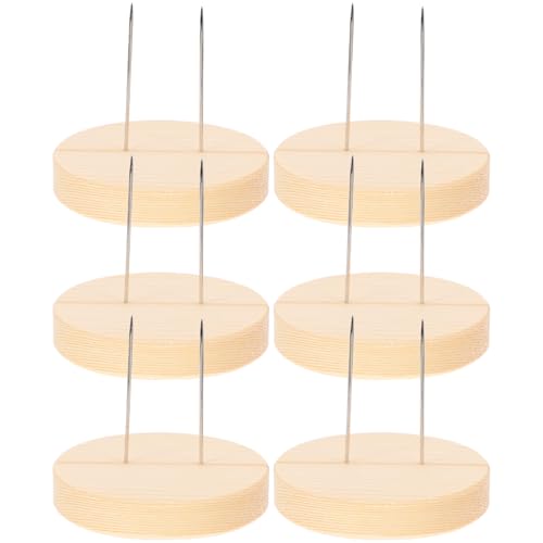 VILLCASE 6Er Set Häkelpuppenständer Holz Strickpuppenständer Doppelstahlnadel Figurenhalter Für Figuren Display Nadelsockelstütze Khaki von VILLCASE
