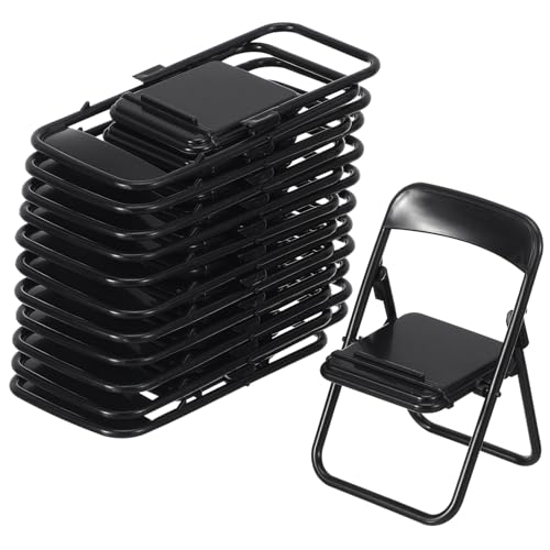 VILLCASE 72 Stck Teiliges Mini Klappstühle aus Robustem Material Realistische Miniatur Deko für Kleine Stuhlrequisiten für und Schwarzes Design von VILLCASE