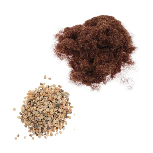 VILLCASE DIY Micro Landscape Modellbau Material mit Statischem Kunstrasen und Dekorativen Kieseln Naturgetreu für Sandtisch Modelllandschaft Eisenbahn Layout und Pflanzendekoration von VILLCASE
