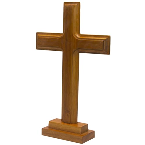 VILLCASE Holzkreuz Mit Ständer Stehendes Christliches Kreuz Aus Holz Religiöses Jesuskreuz Tischaltar Kreuzfigur Für Kruzifix Tischgebet Geschenke Dekoration von VILLCASE
