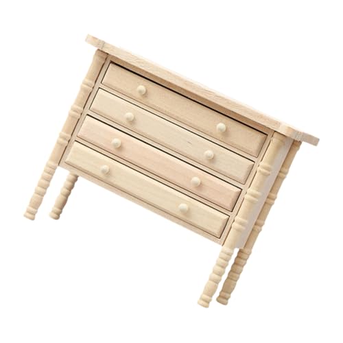 VILLCASE Holzschrank mit Schubladen für Puppenhaus Unvollendetes Holz für DIY Projekte Einfacher Aufbau Realistisches Design für Miniaturumgebungen von VILLCASE