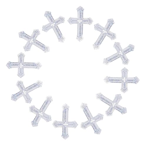VILLCASE Silbernes Kreuz Konfetti Glitzernde Tischdekoration aus Langlebigem Kunststoff Kleine Kreuz Streudeko für Taufe Kommunion Shower Geburtstag Hochzeit und Weihnachtsfeier von VILLCASE