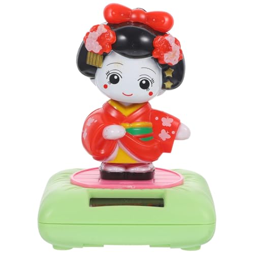 VILLCASE Wackelblume Solar, Auto Wackelfigur, Solar Tanzende Kimono-Puppe, Kunststoff Solarbetriebene Wackelblume für Auto Oder Büro, Flexible und Lustig, 10cm Hoch von VILLCASE