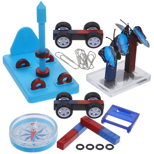 VILLCASE Magnete für Physik/Wissenschaft - Physik Experiment Magnete Kit - Wissenschaftsmagnete Kit mit Hufeisenmagnet, Kompass, Bar und Ring für Bildung und Experimente von VILLCASE