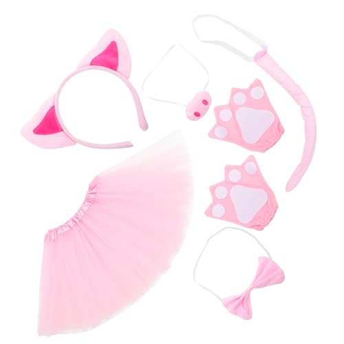 VILLFUL 1 Satz Pig Costume Set Lustiges Schwein Cosplay Zubehör mit Ohren Nase Fliege und Tutu für Partys und Auftritte Flexibel und Verstellbar von VILLFUL