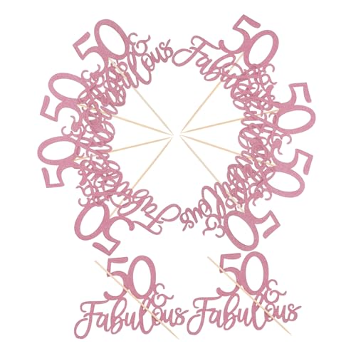 VILLFUL 10 Stück 50 Jährige Torteneinlage Hochzeitstag Tortendekorationen Geburtstagstortenzubehör Tortenaufsatz Dekoration Hochzeitstortendekorationen Goldene Tortenaufsätze von VILLFUL