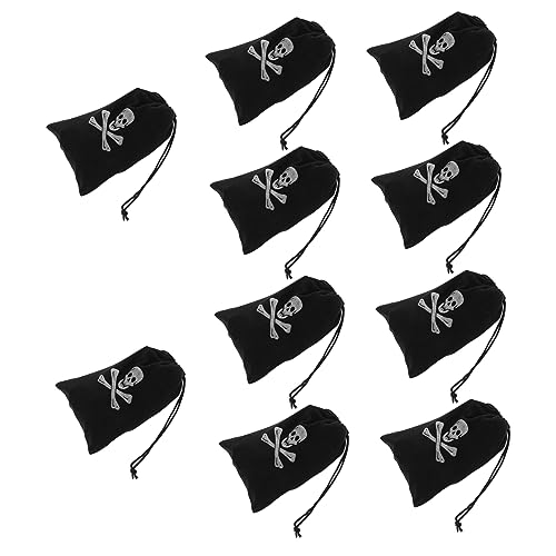 VILLFUL 10 Stück Teiliges Piraten Kordelzugbeutel Halloween Süßigkeiten Aufbewahrungstaschen für Partys Schmuck und Praktische und Leichte Stofftaschen für Kindergeburtstage und von VILLFUL