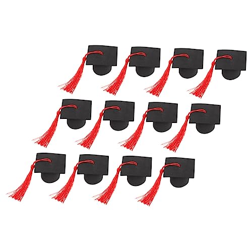 VILLFUL Mini-absolventenkappen Dekoration Absolventenhüte Mit Quaste Kuchendekor Für Abschlussfeier Partydekoration 12 Stück Weinflaschenaufsatz von VILLFUL