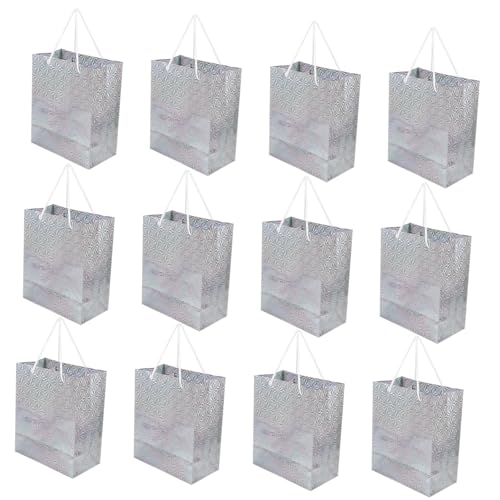 VILLFUL 12 Stück Papiertüten Geschenktüten Mit Griffen Geschenktüte Große Papiergeschenktüten Gastgeschenktüten Papieraufbewahrungstüten Papiergeschenktüten Handgeschenkverpackungstüten von VILLFUL