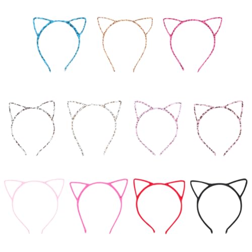VILLFUL 12 Stück Teiliges Bunte Katzenohren Haarreifen aus Weichem Material Halloween Kopfschmuck für Mädchen Leicht Dekorativ für Karneval Kostümpartys Fasching und Cosplay von VILLFUL