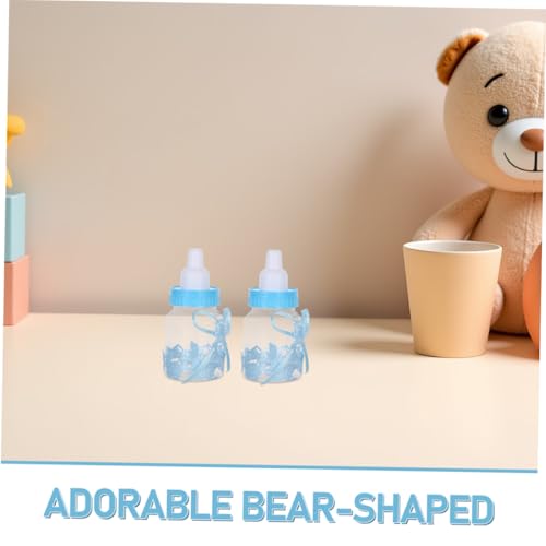 VILLFUL 12 Stück Teiliges Mini Süßigkeitenboxen Babyflasche Design Transparent mit Schleifen Partydekoration für Babyparty Hochzeit Geburtstagsfeier Kleine Candy Container Geschenkboxen von VILLFUL