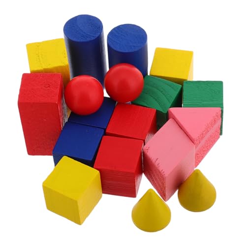 VILLFUL 18 Stück Teiliges Lernspielzeug aus Holz Kompakte Geometrische Blöcke für Schüler für Unterricht und Selbstständiges Lernen Sicher und Langlebig Fördert Räumliches und Geometrische von VILLFUL