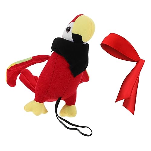 VILLFUL 1Satz Piraten Papagei der Schulter Realistisches Künstliches Vogelmodell mit Kopftuch und Schwarzer Bandana für Halloween Leicht und Bequem von VILLFUL