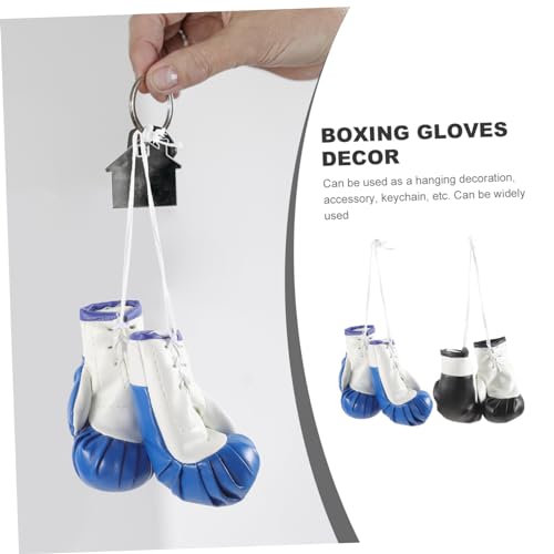 VILLFUL 2 Paare Kleine Boxhandschuhe Anhänger PVC Material Dekorative Hängende Boxhandschuh Schlüsselanhänger Auto Rucksack Schmuck Zubehör Blau von VILLFUL