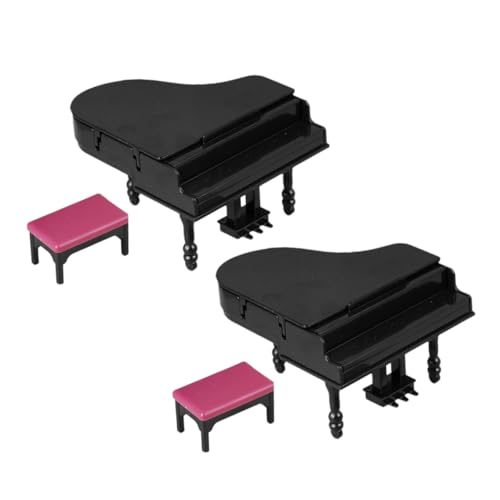 VILLFUL 2 Sätze Teiliges Puppenhaus Piano mit Bank Musikinstrumente für Mikrolandschaften Dekoration für Garten und Zuhause für Sammler und Partys von VILLFUL