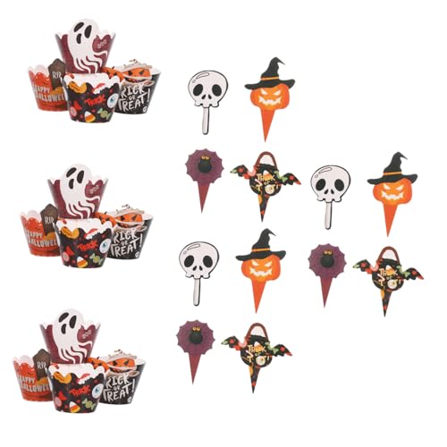 VILLFUL 2 Sets Cupcake-förmchen Und Topper-picks: Halloween-standardverpackungen, Gruselige Geburtstagskuchen-dekorationen, Fledermäuse, Kürbis-essenspicks Für Partys Und Babypartys VILLFUL 2 Sets Cupcake-förmchen Und Topper-picks: Halloween-standardverpackungen, Gruselige Geburtstagskuchen-dekorationen, Fledermäuse, Kürbis-essenspicks Für Partys Und Babypartys von VILLFUL