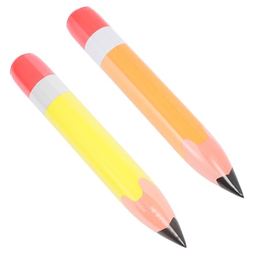 VILLFUL 2 Stück Aufblasbare Riesen Bleistifte PVC Jumbo Dekoration Orange Gelb für Schulparty Klassenzimmer Geburtstag Aufhängevorrichtung Sicher von VILLFUL