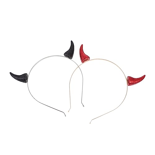 VILLFUL 2 Stück Halloween Teufelshorn Haarreif Teiliges in Schwarz und Rot Leichtes Festival Haarreif Kostüm Langlebiger Teufelsohren Kopfschmuck für Damen Party und Cosplay von VILLFUL