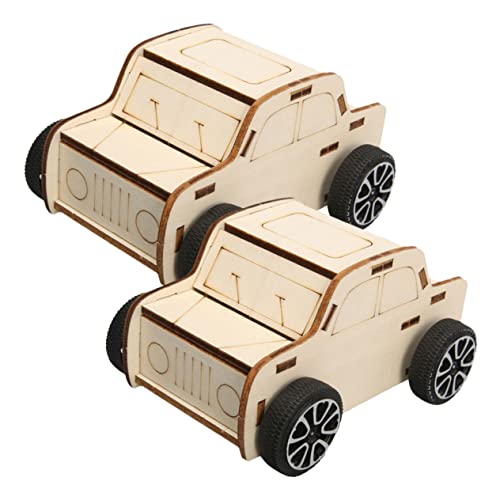 VILLFUL 2 Stück Teiliges DIY Holzmodell Auto für Naturbelassenes Holzfahrzeug Bausatz Sicherer Lernspielzeug für Grundschule Fördert Kreativität und Naturwissenschaftliches Verständnis von VILLFUL