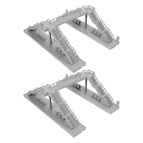 VILLFUL 2 Stück Teiliges Miniatur-fußgängerbrücke Modell DIY Bausatz für Eisenbahn-sandtisch Dekor Stabiles Graues für Modellbahn Garten Diorama Lernspielzeug von VILLFUL