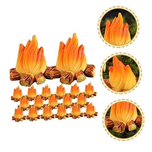 VILLFUL 20 Stück Teiliges Miniatur Modellset Realistische Flammen Requisiten Harz Dekoration für Camping Geburtstagsparty DIY Puppenhaus Mikro Landschaftsbau Zubehör von VILLFUL