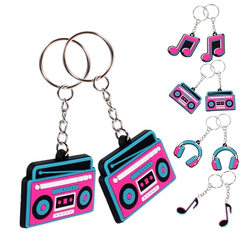 VILLFUL 20 Stück Teiliges Musik Schlüsselanhänger mit Musiknoten und Mikrofon Design Kreative Party Deko Vielseitige Schlüsselanhänger für Musikfans Praktische Geschenkidee für Freunde und von VILLFUL