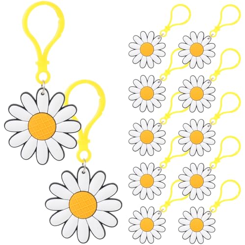 VILLFUL 24 Stück Teiliges Kleine Gänseblümchen Schlüsselanhänger Blume Anhänger Rucksack Taschen Deko Geschenk Frauen Freundinnen Party Zubehör Zufällige Farben Zufällige von VILLFUL