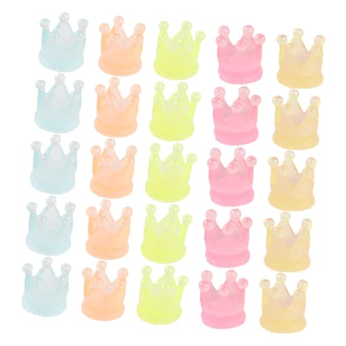 VILLFUL 25 Stück Luminous Mini Kronen Deko Teilig Resin Leuchtende Miniatur Crowns Niedliche Gartenfiguren für Miniaturlandschaft Topfpflanzen DIY Dekoration Langlebig und Vielseitig von VILLFUL