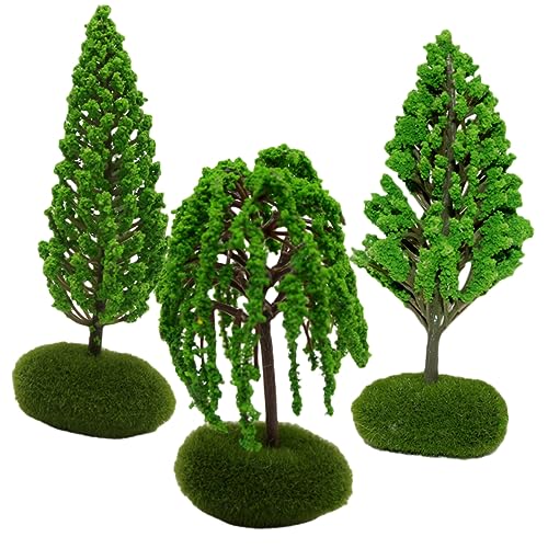 VILLFUL 3 Stück Miniaturbaum Grüne Landschaftsbaum Dekoration für Sandtisch DIY Miniatur Landschaft Stabile Kunststoffmodelle für Kreative Szenerien von VILLFUL