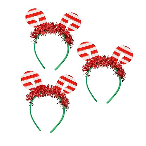 VILLFUL 3 Stück Teiliges Weihnachtskopfband Niedliche Rot Weiß Haarschmuck mit Zuckerstangen Design Leichtes Sicheres Material Festliche Kopfbedeckung für Weihnachtsfeier und von VILLFUL