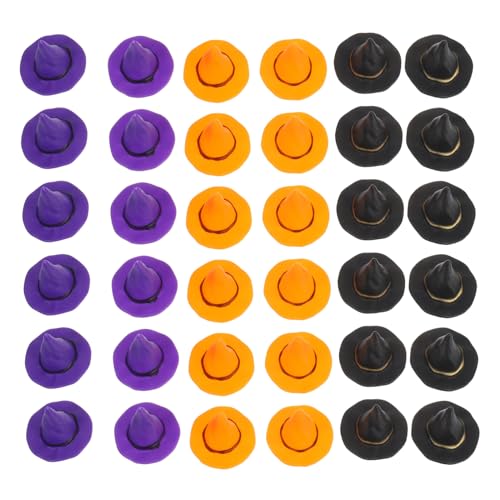 VILLFUL 36 Stück Teiliges Kleine Hexenhüte aus Leichtem Kunststoff Bunte Hexenhüte für DIY Halloween Dekoration Handliche Hüte für Bastelprojekte Puppenhaus Deko Vielseitig Einsetzbar von VILLFUL