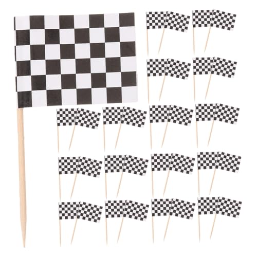 VILLFUL 360 Stück Mini Kariert Racing Flaggen Zahnstocher Wiederverwendbar Papier Fahnen für Cupcake Dessert Partydeko Motorsport Geburtstag Shower von VILLFUL