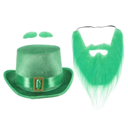 VILLFUL 4 Stück Patrick's Day Kostüm Set Teiliges Set mit Kreativem Irischem Grünen Leprechaun Hut Kunstbart und Augenbrauen für Erwachsene für Festliche Anlässe VILLFUL 4 Stück Patrick's Day Kostüm Set Teiliges Set mit Kreativem Irischem Grünen Leprechaun Hut Kunstbart und Augenbrauen für Erwachsene für Festliche Anlässe von VILLFUL