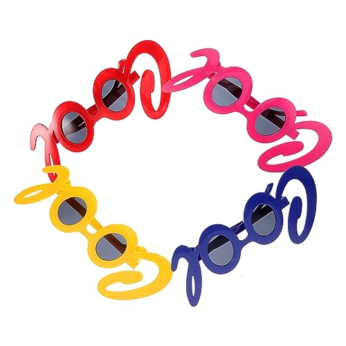 VILLFUL 4 Stück Teiliges Partybrillen Bunte Leichte Fotorequisiten Stylische Zuverlässige Brillendeko für Erwachsene für Geburtstags und Halloweenpartys von VILLFUL