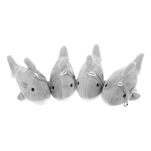 VILLFUL 4 Stücke Kuscheliger Plüsch Hai Schlüsselanhänger Mini Stofftier Anhänger Weiches Material Leicht Anzubringen als Partygeschenk Weihnachtsdeko und Rucksackanhänger von VILLFUL