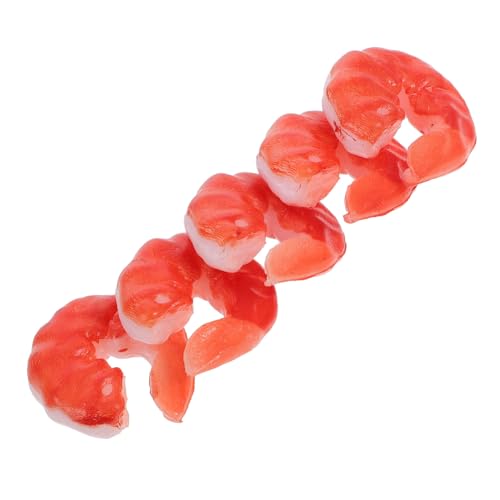VILLFUL 5 Stück Garnelen Modell, Simuliertes Sushi, Gefälschte Garnelen Ornamente, Requisiten Für Die Lebensmittelpräsentation, Gekochte Garnelen, Geschälte Garnelen, Plastikgarnelen von VILLFUL