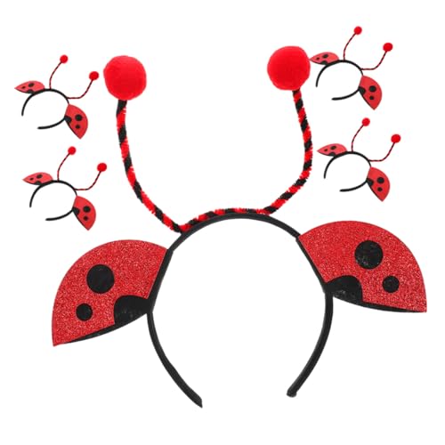 VILLFUL 5 Stück Teiliges Marienkäfer Haarband mit Plüsch Fühlern Verspieltes Insekten Kostüm Zubehör für Mädchen Vielseitig Kombinierbar für Party Karneval Fasching Auffälliger Kopfschmuck von VILLFUL