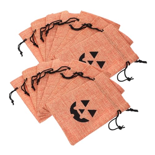 VILLFUL 50 Stück Kürbislaternen-süßigkeitentüten Mit Kordelzug Halloween Geschenktüten Party Beutel Für Süßigkeiten Transparente Leinen Taschen Mit Pullstring Closure Für Halloween-party von VILLFUL