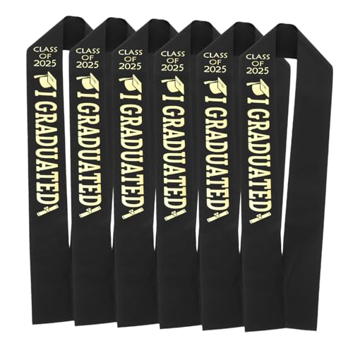 VILLFUL 6 Stück Abschlussfeier- Grad-Schärpe mit goldenem Schriftzug Essentials für die Party-Verkleidung Absolventenparty liefert Abschlussspaß Klasse von 25 Schärpen Satin Schwarz VILLFUL 6 Stück Abschlussfeier- Grad-Schärpe mit goldenem Schriftzug Essentials für die Party-Verkleidung Absolventenparty liefert Abschlussspaß Klasse von 25 Schärpen Satin Schwarz von VILLFUL
